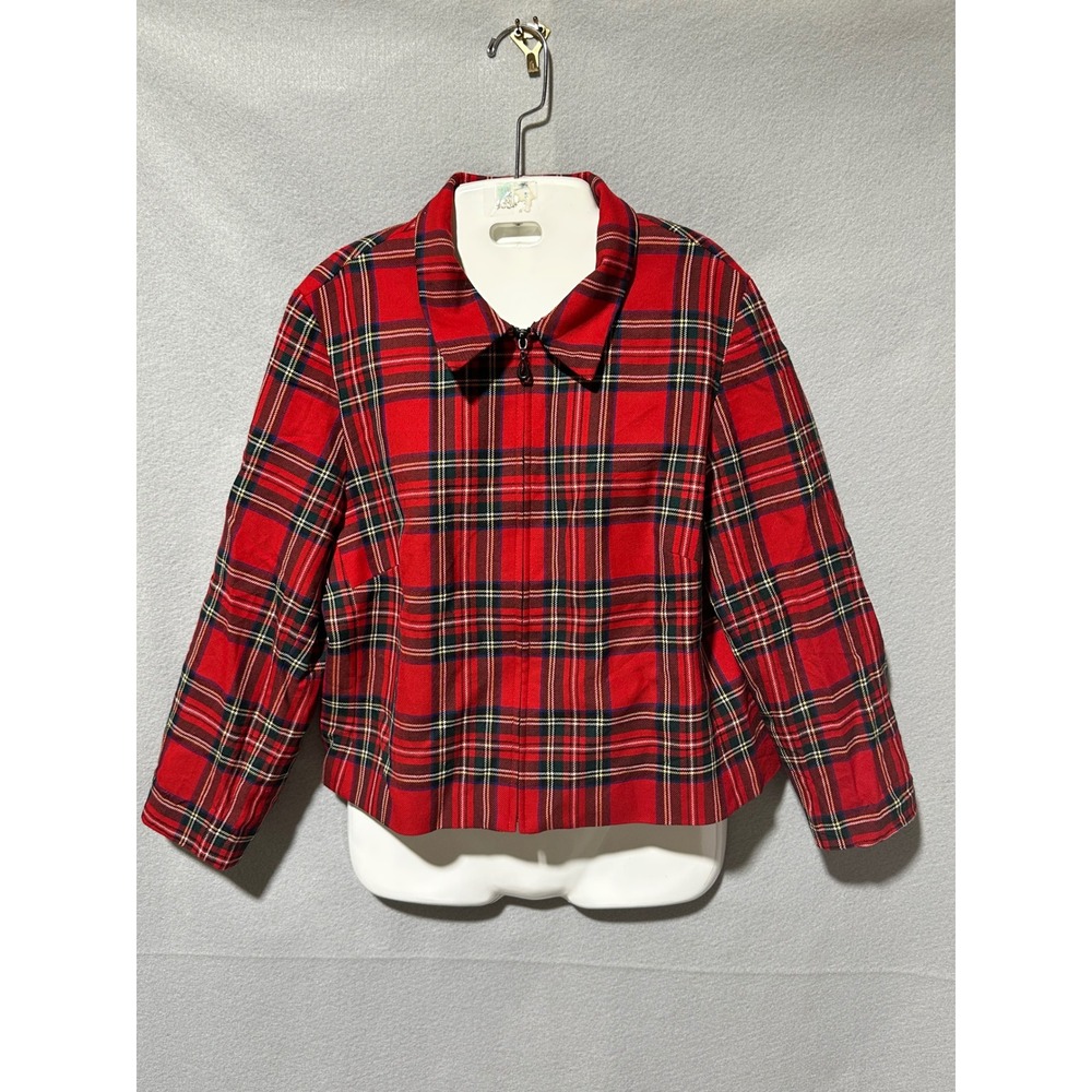 Pendleton Womens Petite Red Plaid 100% Virgin Wool Jacket Full Zip